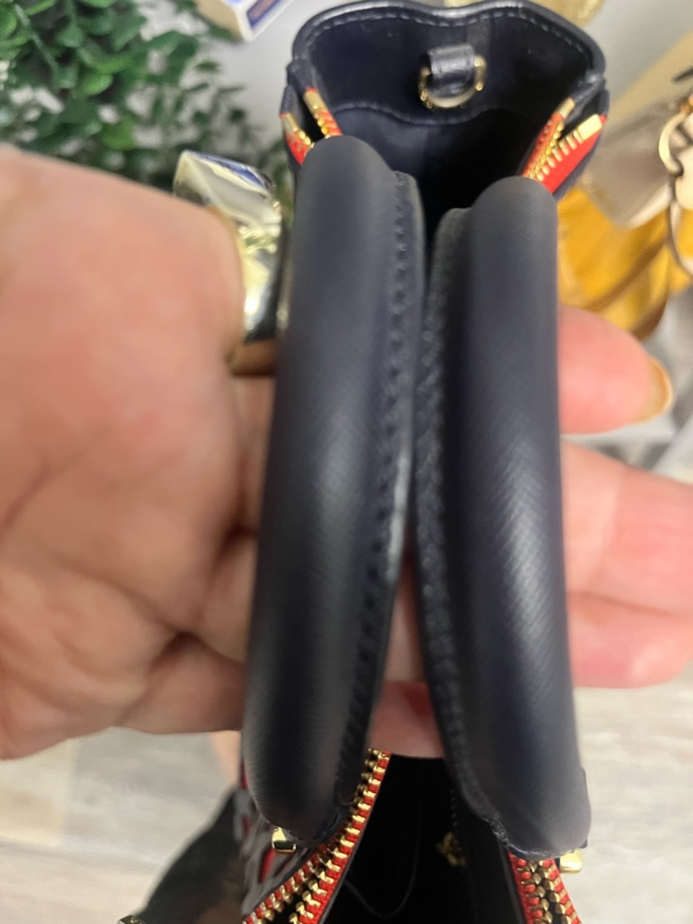 Tory Burch Black Tote with Red Heart Cutouts - Picture 10 of 15